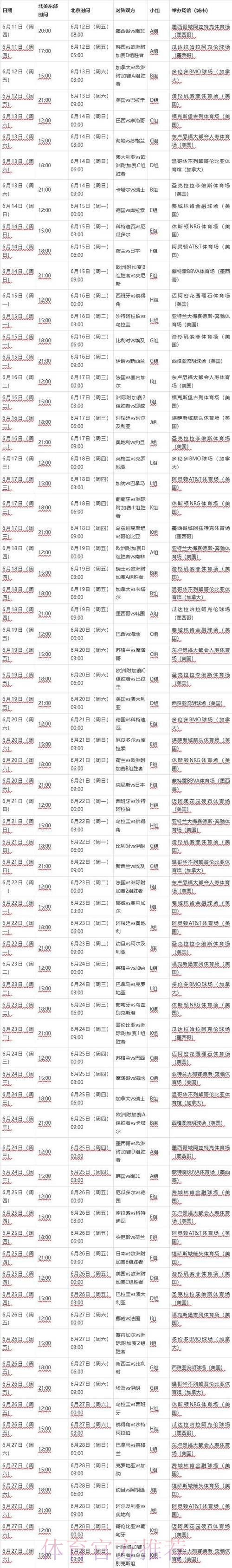 2026世界杯比赛时间中国时间比赛时间表查询入口